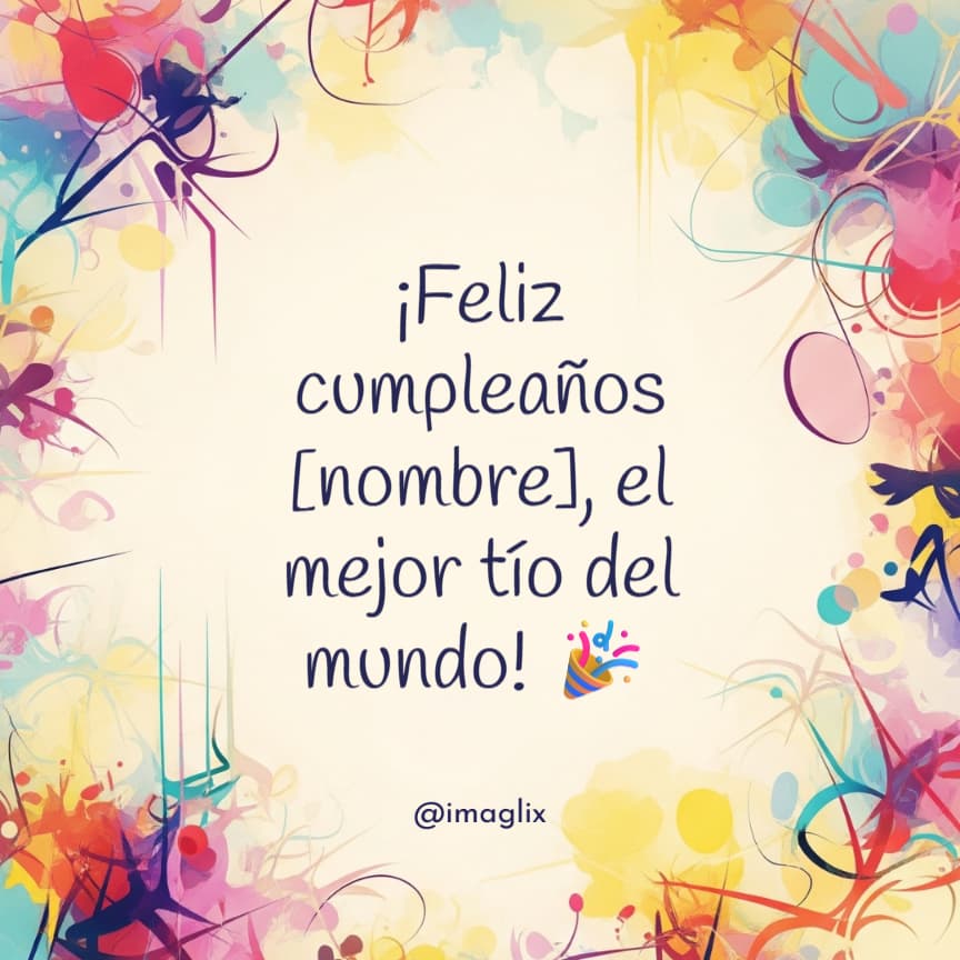 Feliz cumpleaños para tu tío: ¡Feliz cumpleaños NOMBRE, el mejor tío del mundo! 🎉