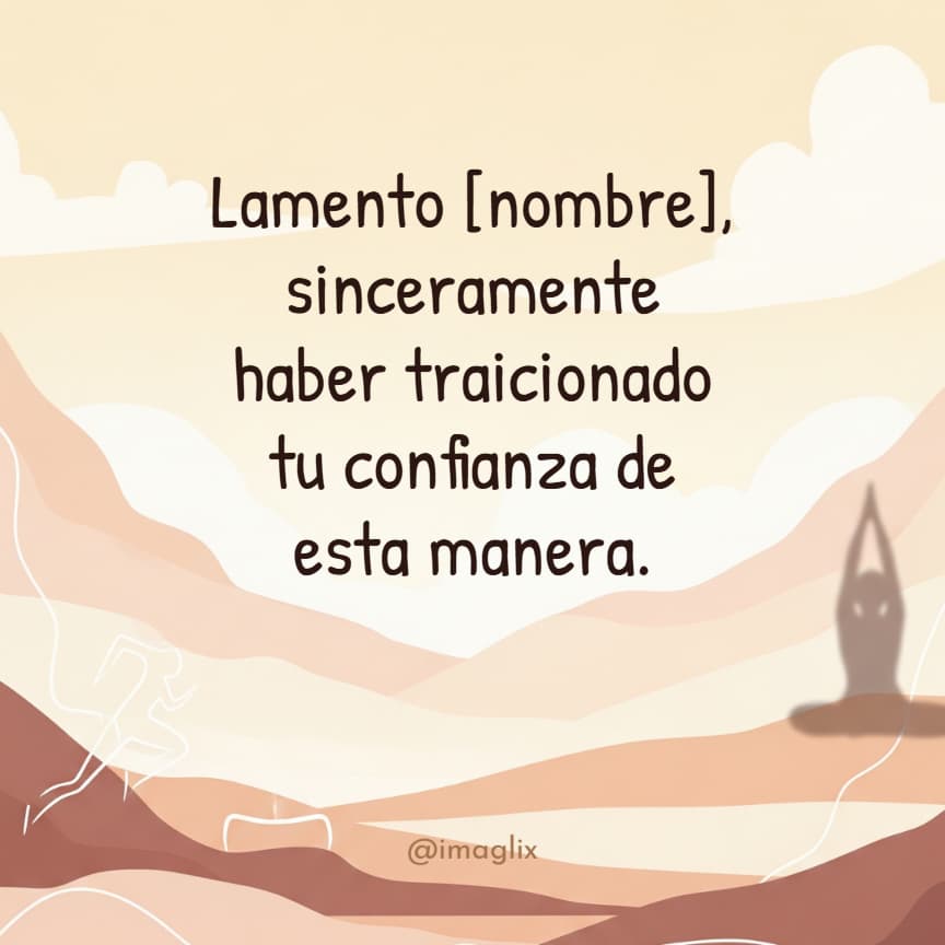 Frases para pedir perdón: Lamento NOMBRE, sinceramente haber traicionado tu confianza de esta manera.
